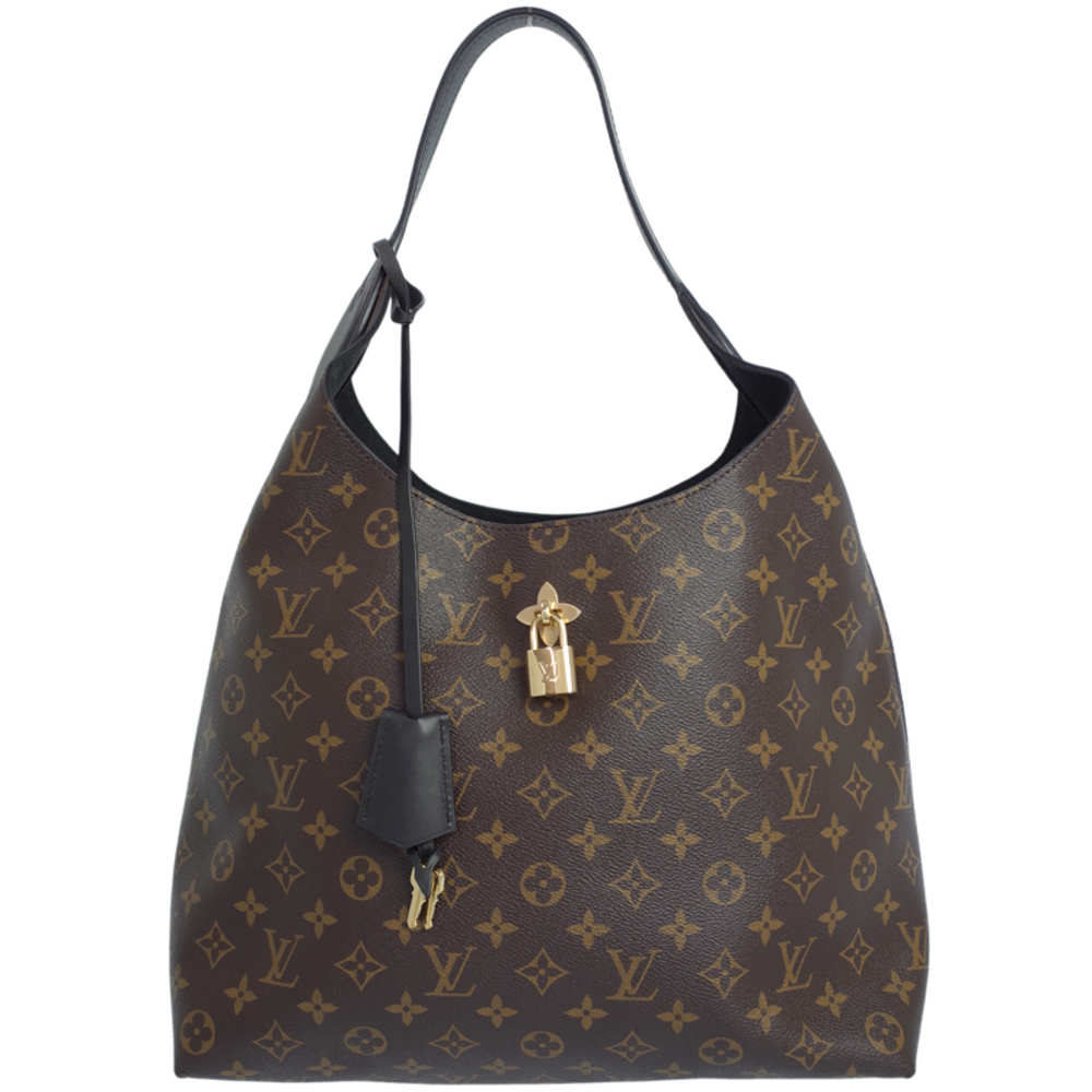 Louis Vuitton Monogram Flower Hobo Shoulder Bag Noir Black